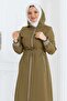 Khaki 19236 Hooded Suit with Tie-Up at the Waist - 2