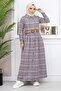 Button Detailed Dress Plum 19166