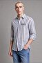 Boxy Fit Striped Wrinkled Textured Long Sleeve Indigo Shirt I3106Ax26Hs - 2