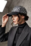 Black Leather-Zebra Leather Women's Hat - 2