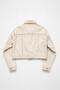 Women's Ecru Shirt Collar Crop Jean Jacket - 2