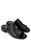 Women's Genuine Leather Black Leather Heeled Slippers - 2