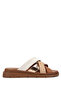Women's Genuine Leather Tan Flat Slippers