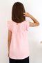 Girl's T-Shirt with Ruffles and Embroidery, Ages 4-8, Pink - 3