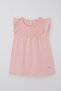 Girl's T-Shirt with Ruffles and Embroidery, Ages 4-8, Pink - 5