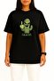 Oversized Middle Finger Prickly Cactus Chest Printed Unisex T-Shirt - 2