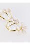 Elegant Earrings with Gold Color Flower Figures - 2