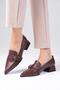 Carola Burgundy Color Pointed Toe Women's Short Heeled Shoes - 2