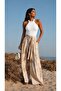 White Halter Neck Ribbed Blouse with Decorative Cutouts on the Back Tr0309