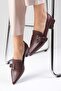 Carola Burgundy Color Pointed Toe Women's Short Heeled Shoes - 5