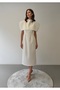 Bolero Detailed High Neck Premium White Midi Dress - 5