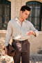Italian 100% Linen Beige Men's Shirt - 2