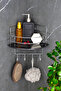Chrome Wire Corner Shampoo Holder with Crystal Shelf Adhesive Bathroom Corner Shower Shelf