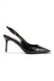 Women's Black Wrinkled Open-Back Pointed Mirror Stone Heel Thin Heeled Quality Shoes - Comfortable Heels - 4