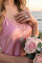 Lace Collar Short Satin Bridal Nightgown - 4