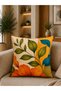 Orange Floral Patterned 4-Piece Throw Pillow Cover and Runner Set 5 Pieces Living Room Decoration - 4