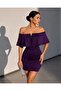 Off Shoulder Mini Scuba Dress 58985 Purple