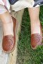 Women's Tan Genuine Leather Ballerina Shoes - 3