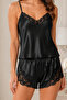 Women's Satin Lace Detailed Rope Strap & Shorts 2-Piece Pajama Set - 2