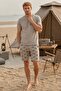 Sporty 100% Cotton Men's Pajama Set with Shorts - Men's Basic Pajama Set - 4