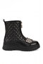 Girl's Zippered Quilted Patterned Winter Boots with Stone Bow Detail - 4