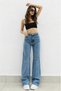 Adwin Snow Wash Blue Lycra Super High Waist Wideleg Palazzo Loose Jean Trousers - 2