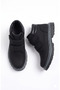 Boy's Black Gray Detailed Double Velcro Non-Slip Sole Winter Boots - 5