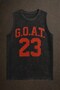 Black Men's Cotton Training Sportsman Tank Top Oversized Washable Goat 23 Printed Sleeveless T-Shirt - 2