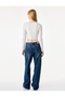 Viscose Blend V-Neck Long Sleeve Buttoned Lace Detailed Crop T-Shirt - 4