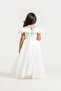 White Organza Long Dress - Ruffle Detail - 3
