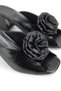 Rosette Flexible Soft Non-Slip Sole (4/6 cm) Black Patent Leather Handmade Rose Detailed Women's Thick Heeled t - 4