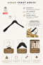 Wooden M023 40cm Women's Jacket, Coat Hanger Black Color 4 Pieces