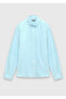 Turquoise Plain Regular Fit Long Woven Casual Cotton Blend Shirt - 6