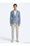 Blue Patterned Modern Fit Linen Blend Jacket - 3