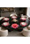 Peony Patterned Stain-Resistant Gardenia Fabric Digital Printing Laser Cut American Serving & Soup Plate 6 Pieces