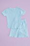 Girl's 2-Piece Set with Heart Embroidered Textured Shorts - 3