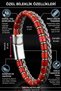 Men's Steel Bracelet with Agate Brick Color Natural Stone and Steel Mesh Detail, Magnetic Lock Bracelet - 5