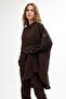 Pleated Front Crepe Trousers Brown - 3