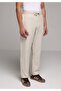 Regular Fit Mid Waist Straight Leg Men's Beige Trousers - 4