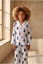 Girl's Teddy Patterned Pajama Set with Pockets Blue - 2
