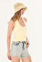Ultra Soft Butter Yellow Invisible 95% Cotton Halter Neck Double Layer Crop Top Bodysuit - 2