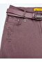Plus Size High Waist Belted Stone Detailed Mom Cut Denim Women's Trousers - 5