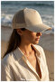 Mesh Sports Unisex Hat (Medium Beige) (5 Panels, Seamless Front Center) - 4