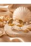 Pearl Detailed Radiant Textured Spiral Fan Shaped Stud Earrings for Women with Color Options Gift - 3