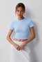 Women's 3-Pack Corded Fabric 100% Cotton Crew Neck Knit Ribbed Knit Cropped T-shirt - 2