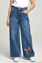 Girl's Jeans with Butterfly Embroidery, Buttoned and Zippered, Ages 10-14, Blue