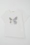 Girl's T-Shirt with Butterfly Embroidery, Tulle and Sequins, Ages 5-10, Ecru - 5