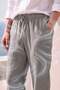 100% Linen Loose Fit Ankle Length Khaki Trousers G1397Ax26Sm