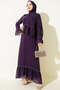 Women's Hijab Abaya Ferace Long Dress with Sapphire Stone Ruffle Detail and Shawl and Belt as a Gift - 3