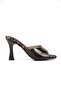 Hannah Women's Leopard Pattern Sole Black Transparent Striped Medium Heel (8 cm) Heeled Slippers - 6